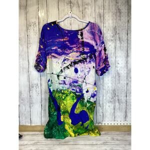 The Kit Maya women's dress Lime/ Purple random print Rayon blend fabric size - L